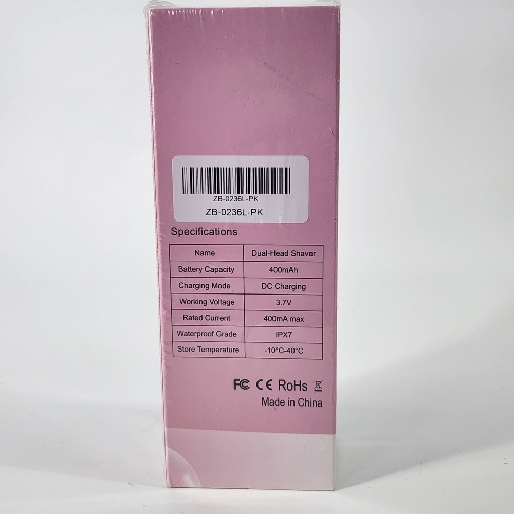 Dual-Head Shaver Pink Rechargeable Waterproof Wet Dry Shaver‎ ZB-0236L-PK NEW - Picture 2 of 4
